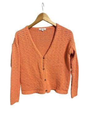 Madewell Open Knit Cardigan XS Oversized Boho Cotton Button Front